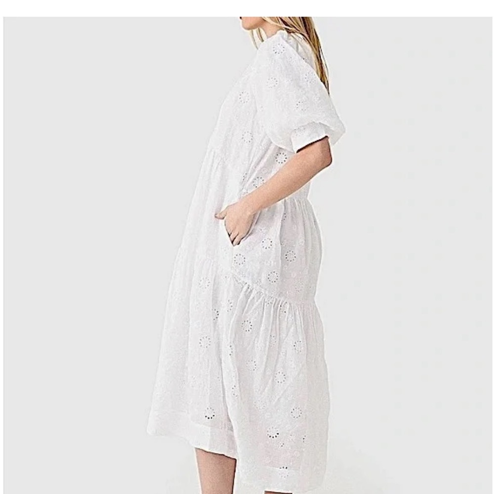 FRAME V-neck Puff-Sleeve Broderie-Anglaise Dress